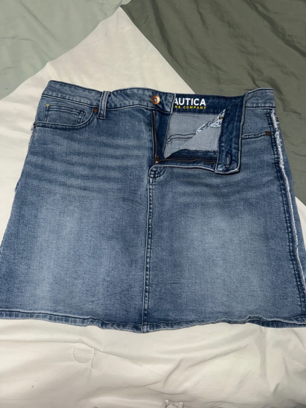 Nautica Blue Denim Skirt with Logo Waistband